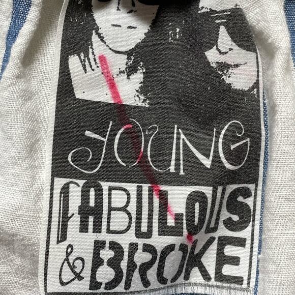 Revolve Young Fabulous & Broke Blue & White Striped Linen Cotton Top Size Medium - Picture 4 of 6